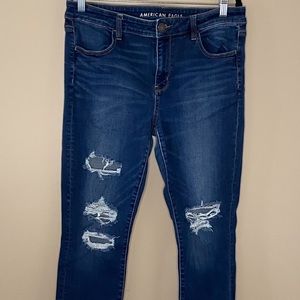 American Eagle distressed high-waisted jeans